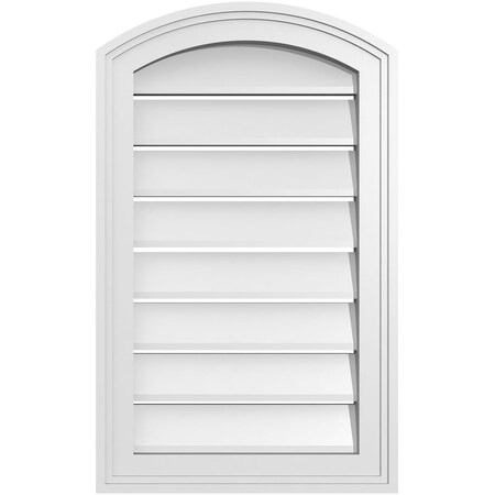 Ekena Millwork Arch Top Surface Mount PVC Gable Vent: Non-Functional, w/2"W x 1-1/2"P Brickmould Frame, 16"W x 24"H GVPAR16X2402SN